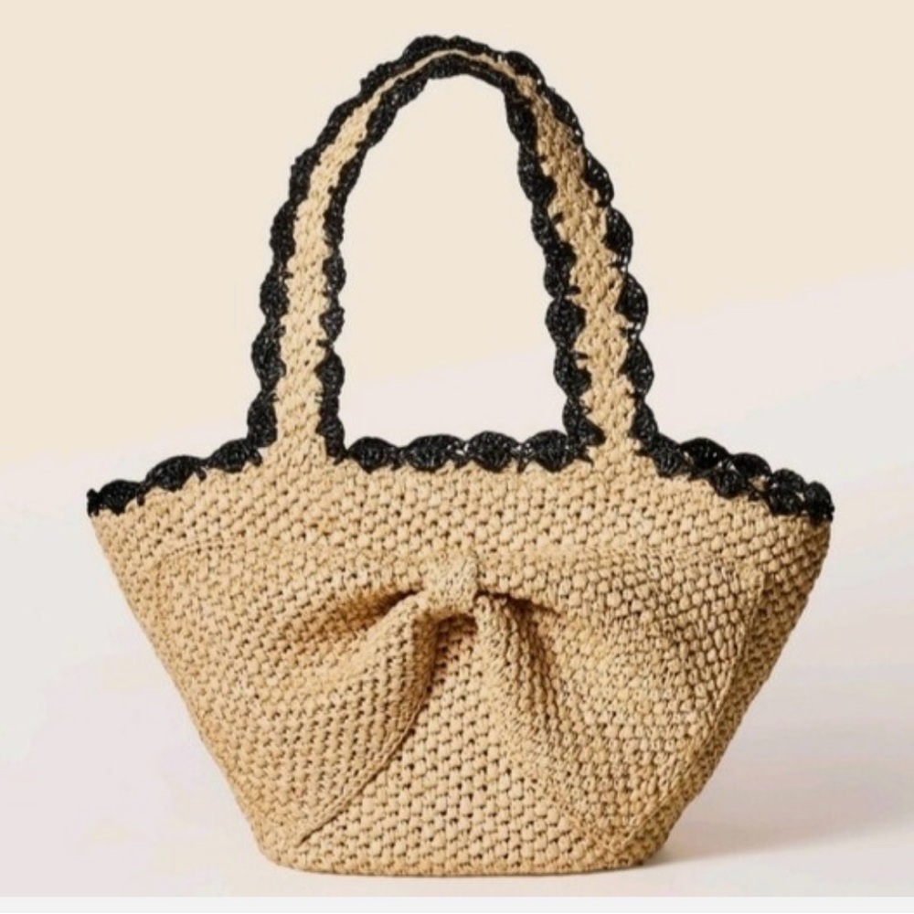 Kate Spade Tan and Black Tote Bag with Woven Design